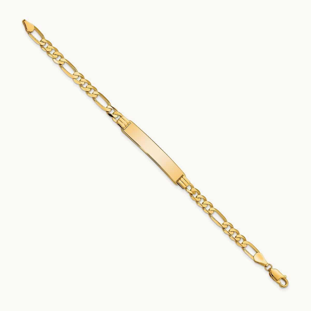 Flat Figaro Link ID Bracelet, 14K