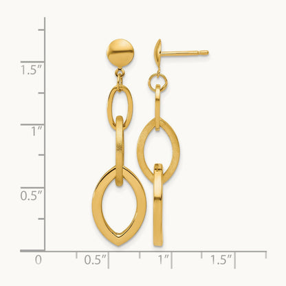 Polished and Brushed Fancy Post Dangle Earrings, 14K — Leslie's