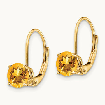 Citrine Leverback Earrings — 6mm