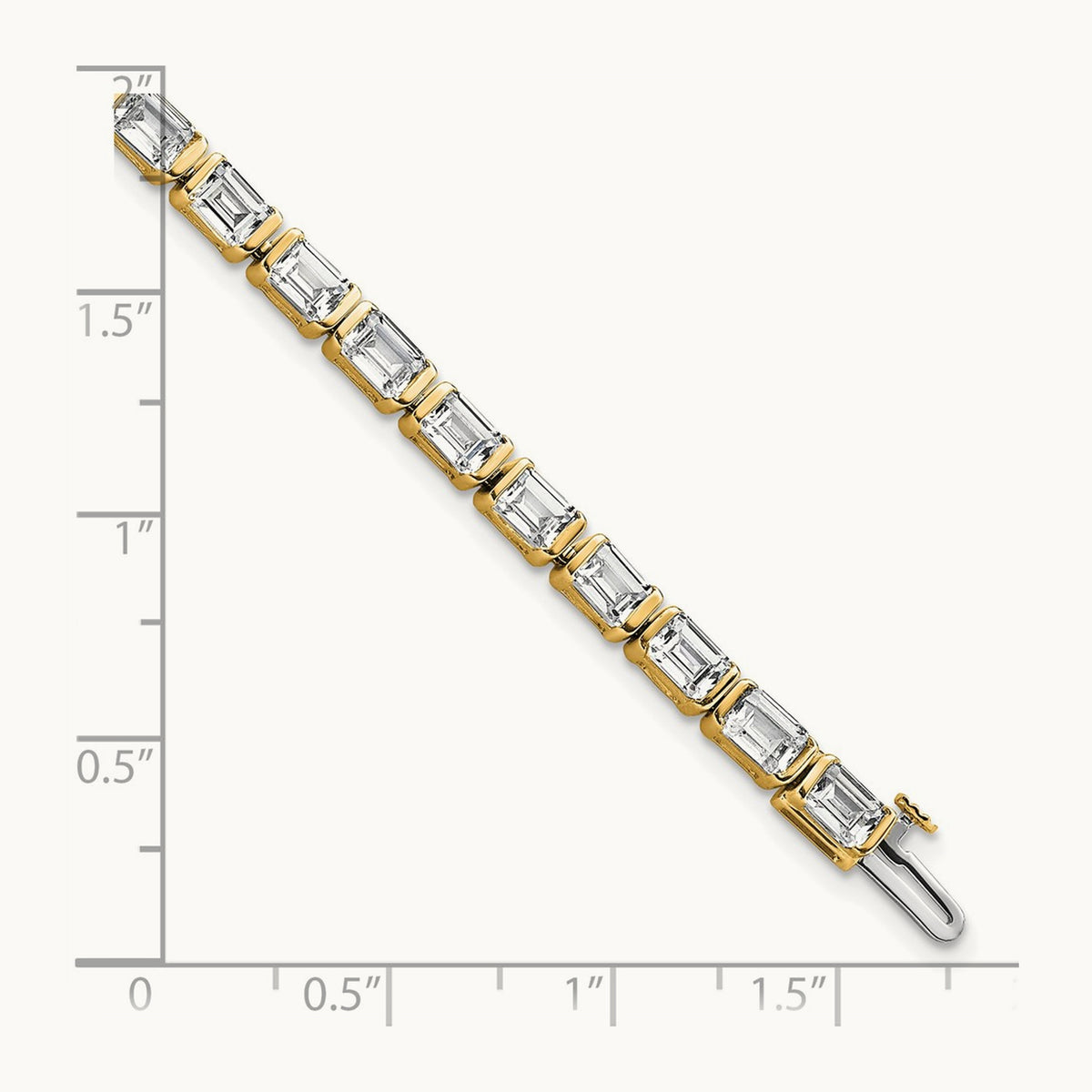 Emerald Bezel Tennis Bracelet, 10.00 ct tw Lab-Grown Diamond — 14K Yellow Gold