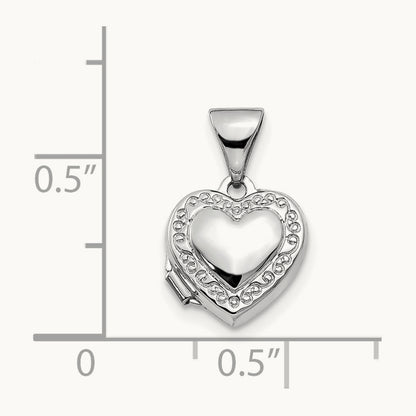 Polished Heart-Shaped Scrolled Locket, 14K White Gold