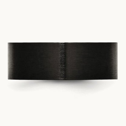 Brushed Black IP-plated Flat Band, 8mm, Stainless Steel