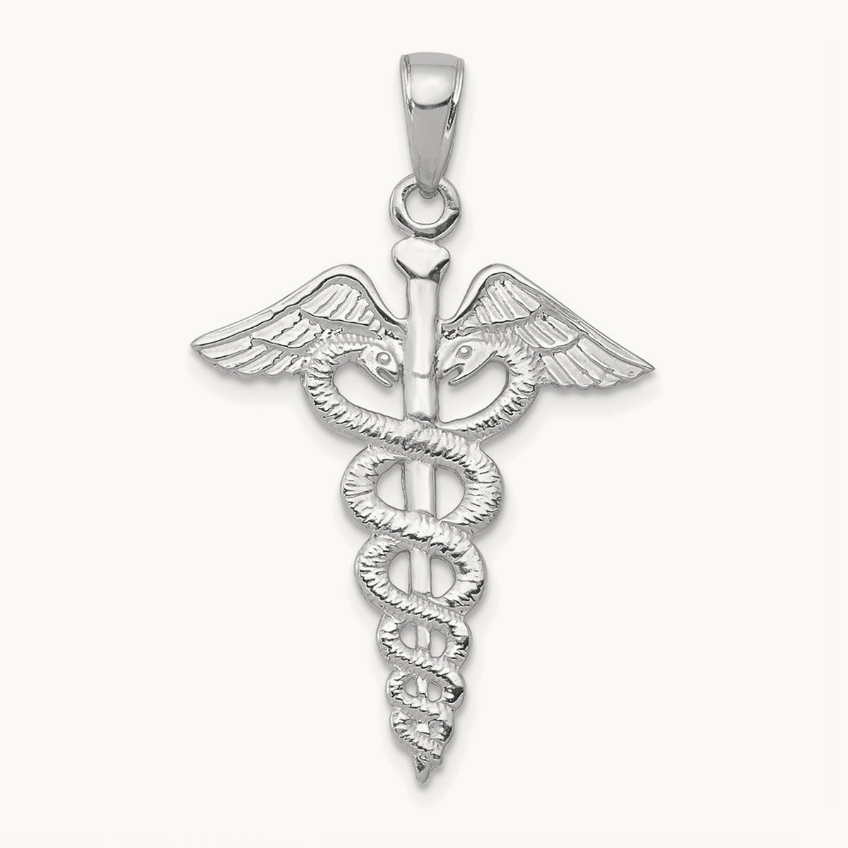 Caduceus Pendant — 14K White Gold