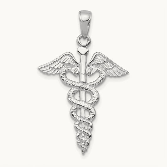 Caduceus Pendant — 14K White Gold