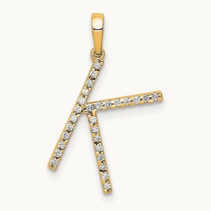 Diamond Letter K Initial Pendant, 14K