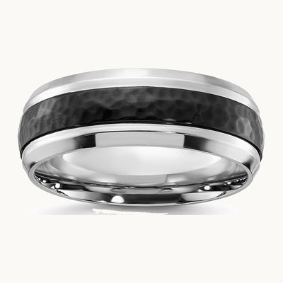 Chisel Cobalt Polished with Hammered Black IP-plated Center 8mm Band