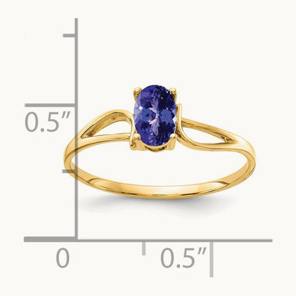 6x4mm Oval Tanzanite ring, 14K