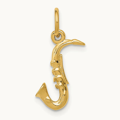 3-D Saxophone Charm, 14K