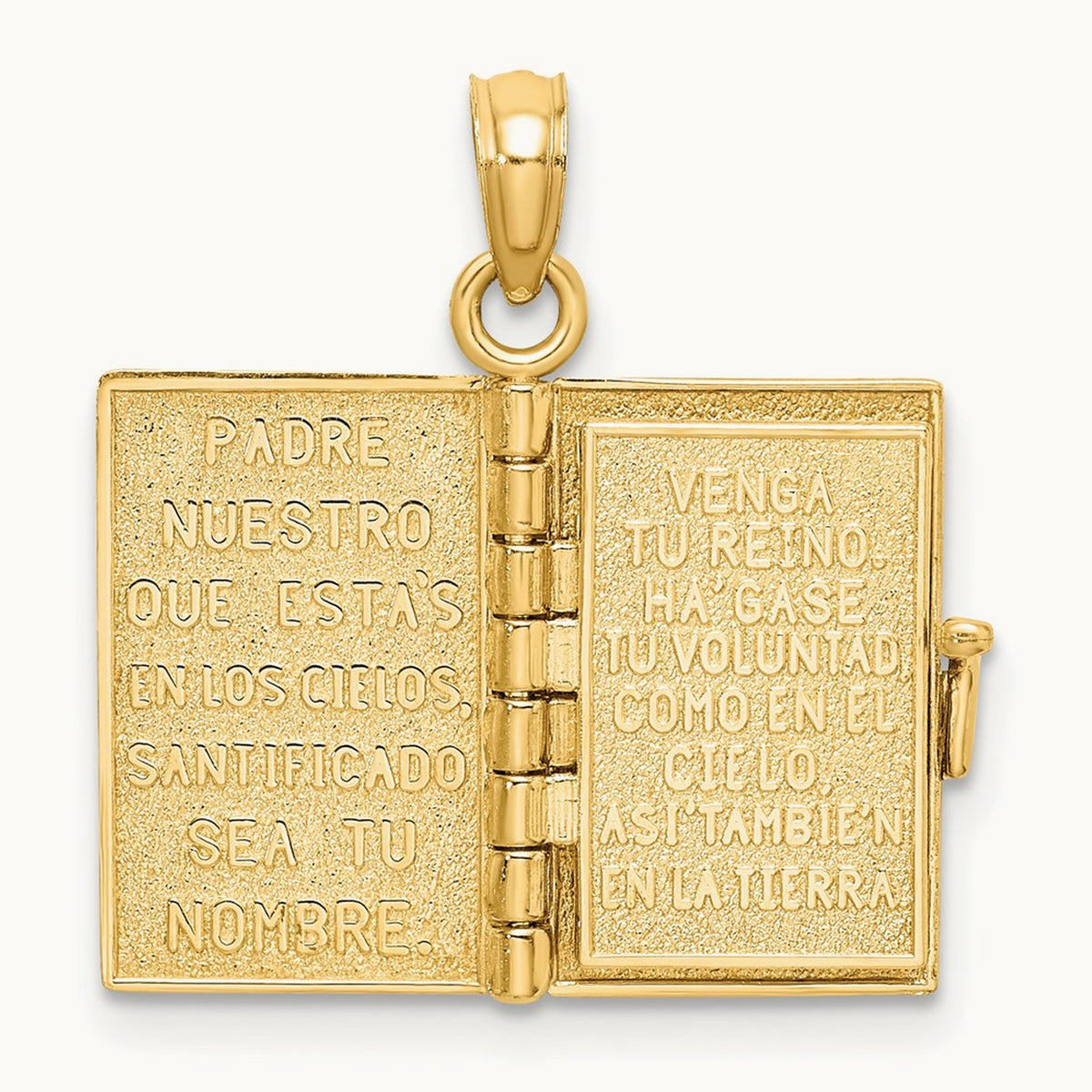 3-D Moveable Santa Biblia Book/Spanish Bible Charm, 14K