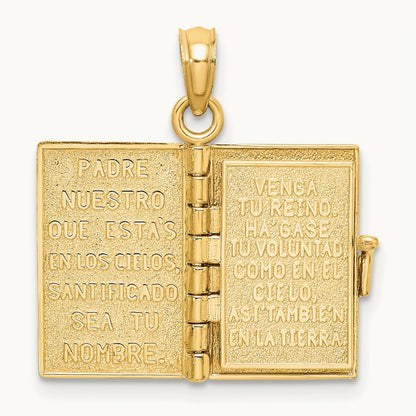 3-D Moveable Santa Biblia Book/Spanish Bible Charm, 14K