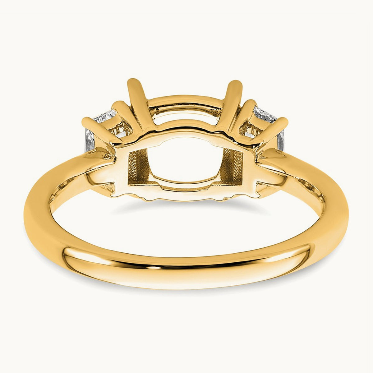 1/2 Moon Cushion Semi-Mount Engagement Ring, 0.50-0.75 ct tw Lab-Grown Diamond — 1/2 ct, 14K Yellow Gold