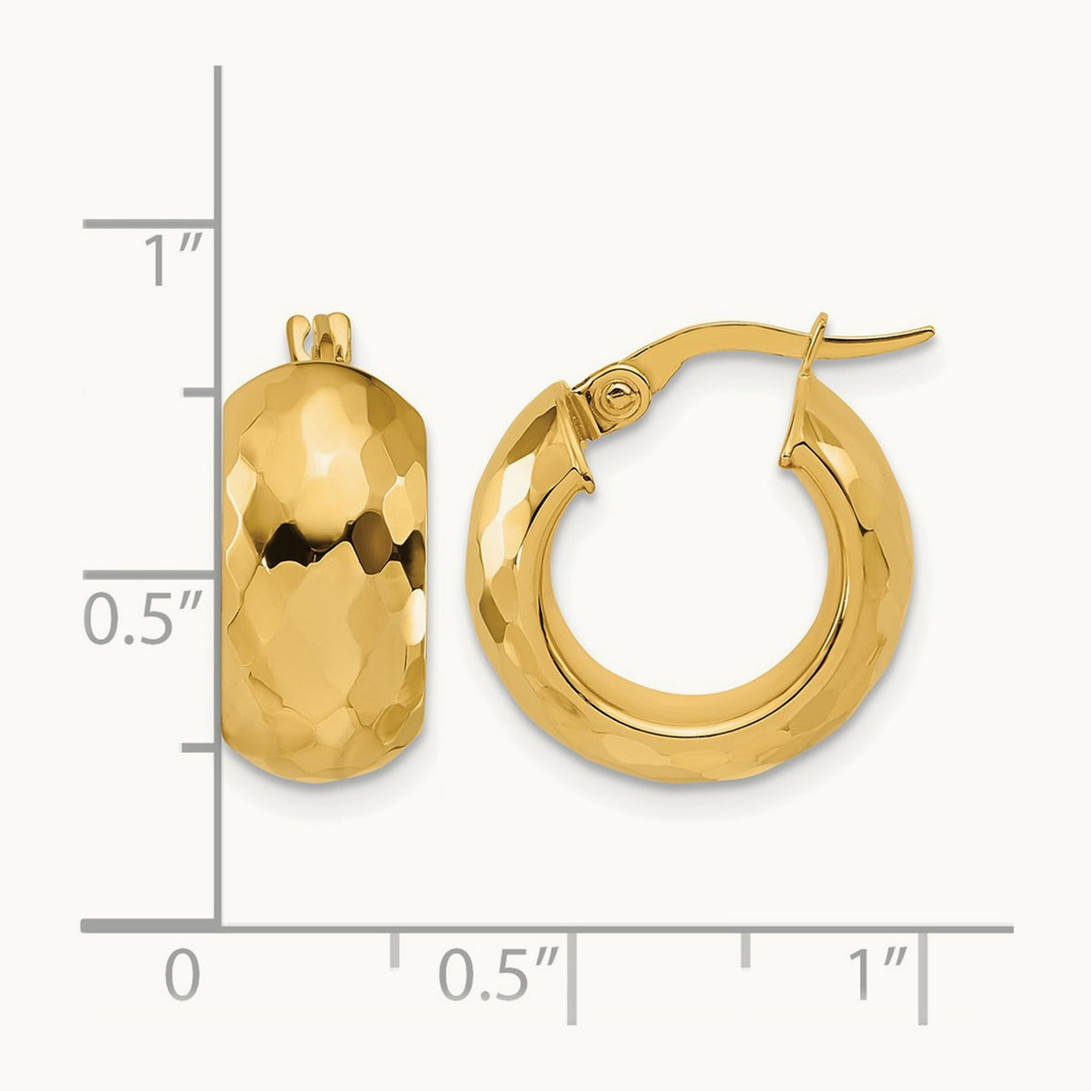 Polished and Diamond-cut Hoop Earrings, 14K — Leslie's