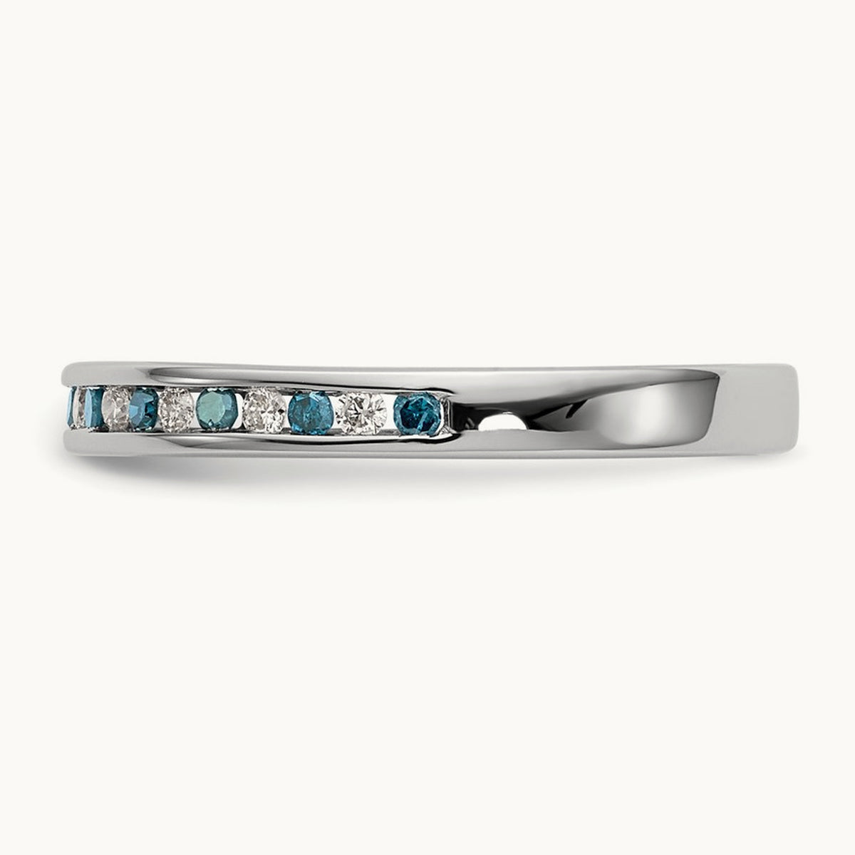 Blue and White Diamond Band, 14K White Gold