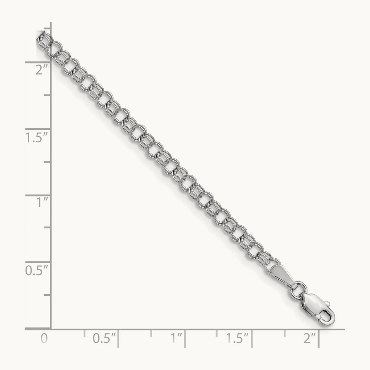 Solid Double Link Charm Bracelet, 14K White Gold