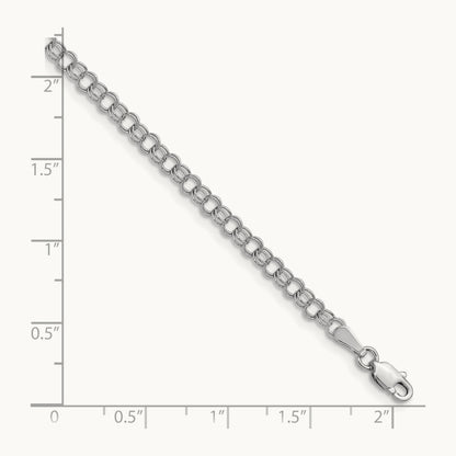 Solid Double Link Charm Bracelet, 14K White Gold