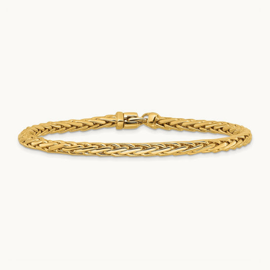 Hand-polished Flat-Edged Woven Link Bracelet, 4.4mm, 14K