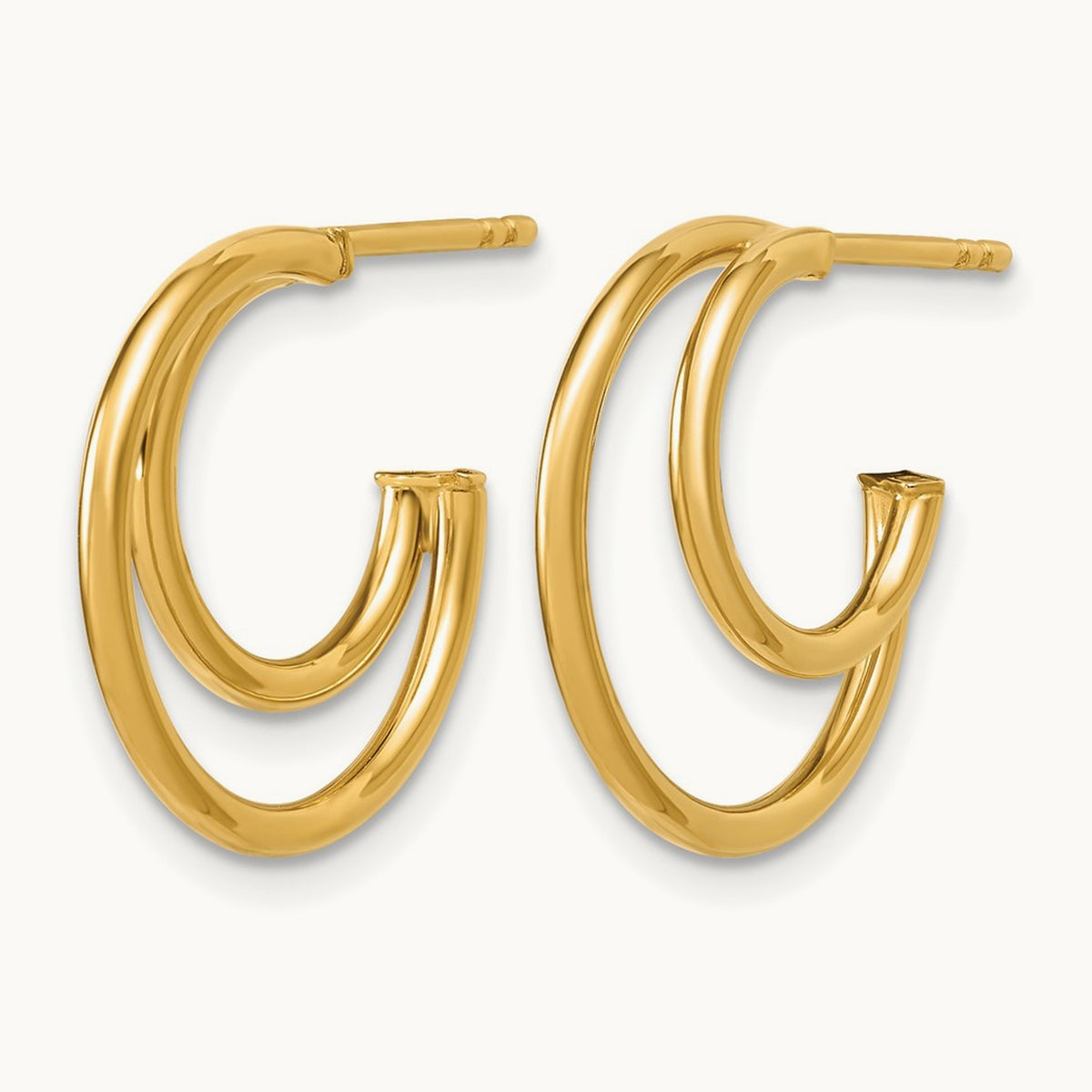 w/ Polished 2-Row J-Hoop Post Earrings — Leslie's — 14K Yellow Gold, 17mm