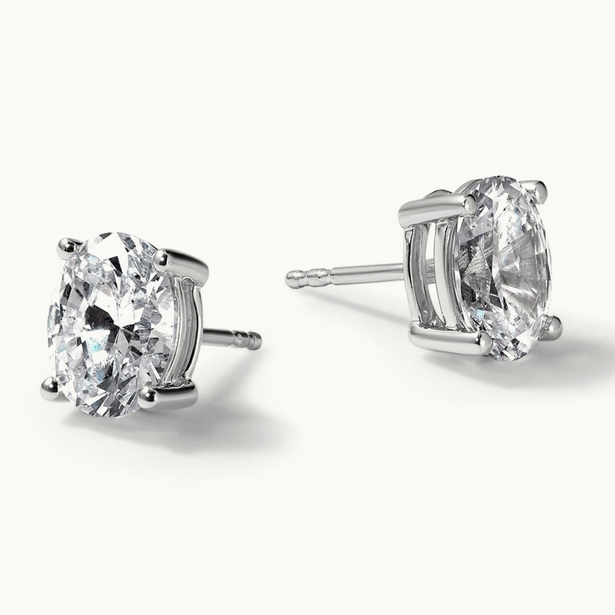 Oval Four-Prong Stud Earrings, 0.50-6.00 ct tw Lab-Grown Diamond — 1 1/2 ct, 14K White Gold