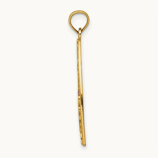 Enameled Bumblebee and Flowers Triangle Charm, 14K