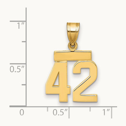 Small Polished Number 42 Charm, 14K