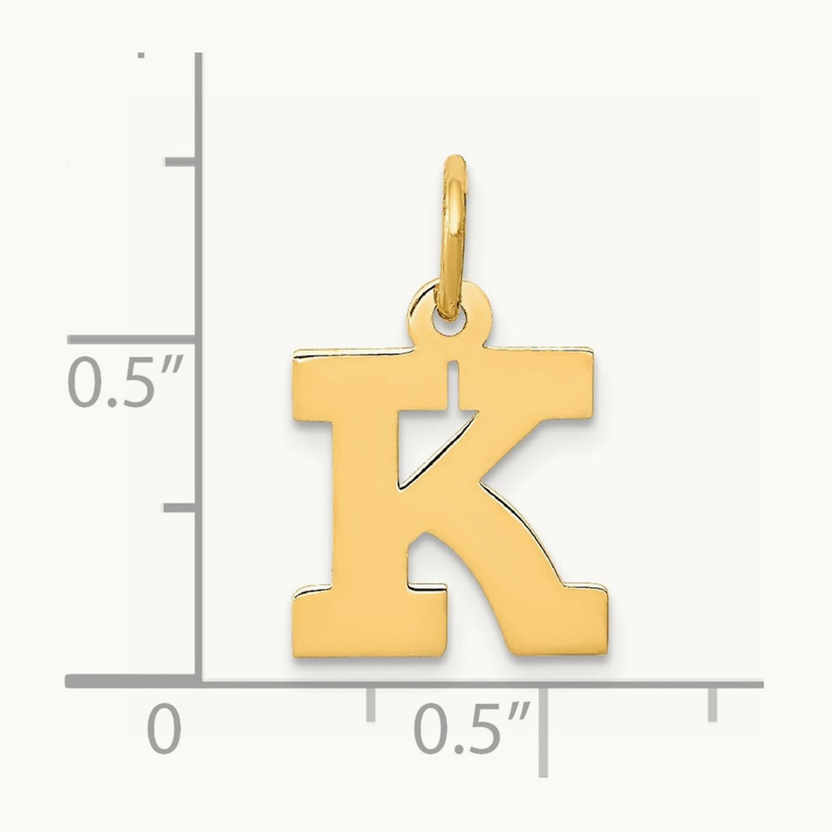 Small Block Initial Charm — 14K Yellow Gold, K