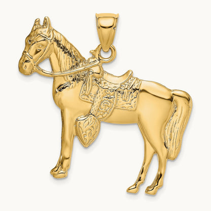 Horse w/ Saddle Charm, 14K