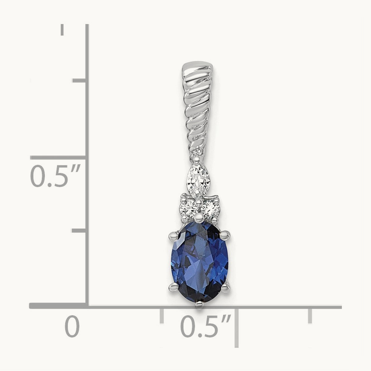 Polish Diamond and Lab Created Sapphire Twisted Chain Slide — 14K White Gold