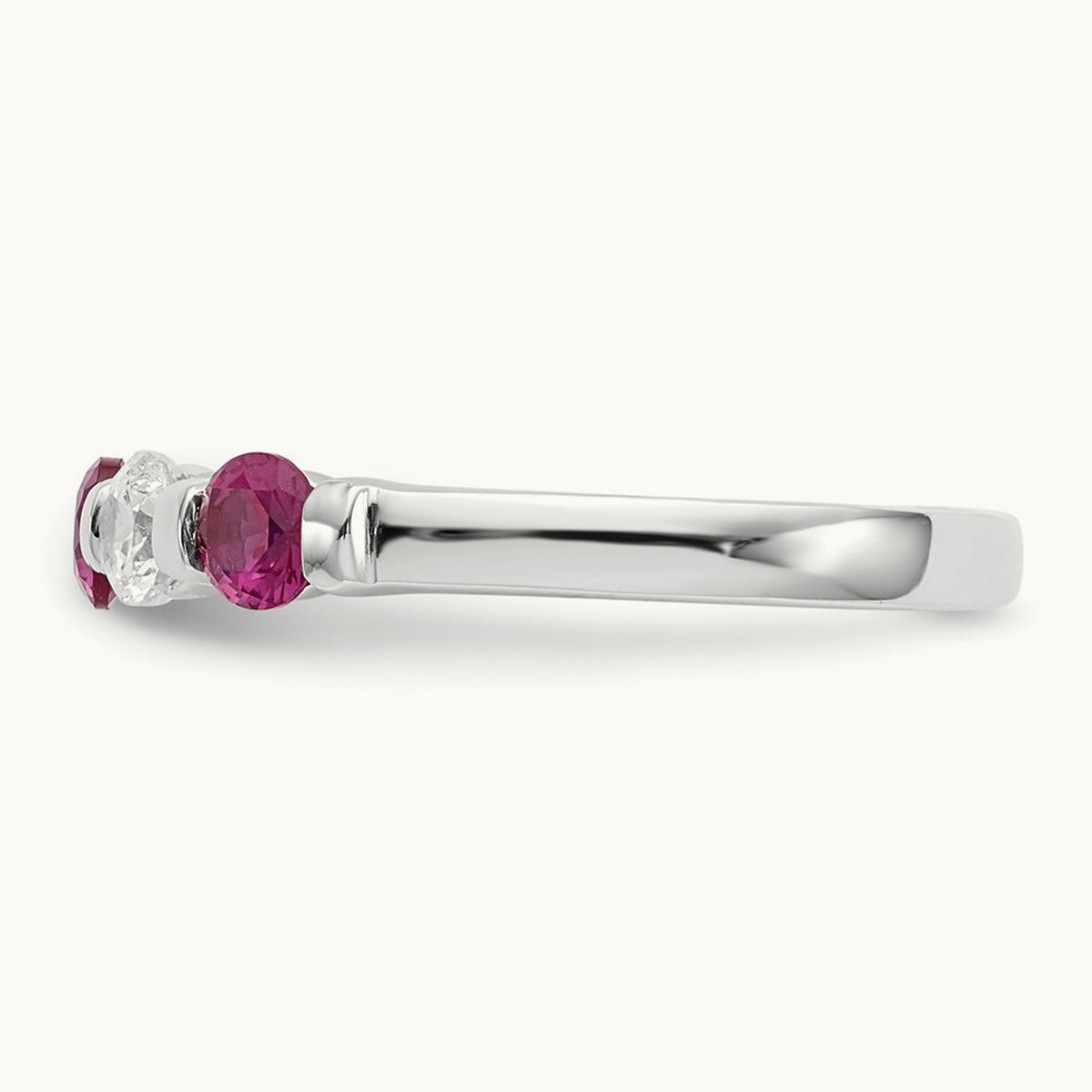 Diamond w/Ruby Band, 14K White Gold