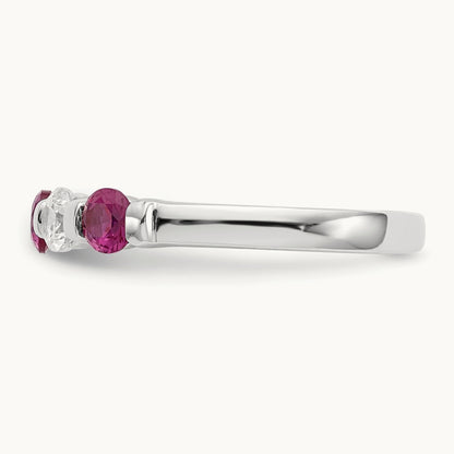Diamond w/Ruby Band, 14K White Gold