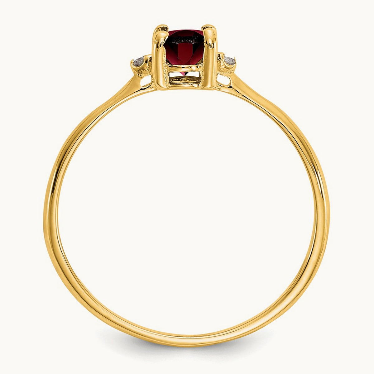 Diamond & Garnet Birthstone Ring — 14K Yellow Gold, 6