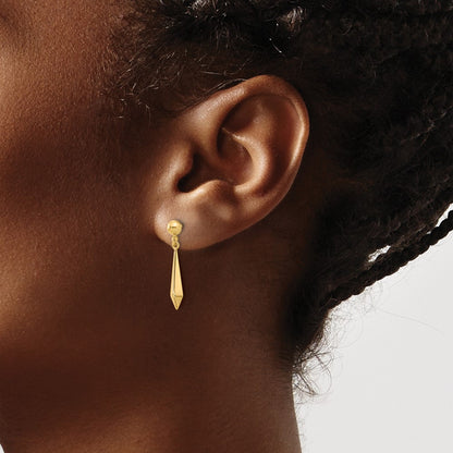 Polished Post Dangle Earrings — 14K Yellow Gold