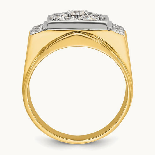 IBGoodman Men's Polished and Satin Diamond Cluster Ring, 14K Two-tone