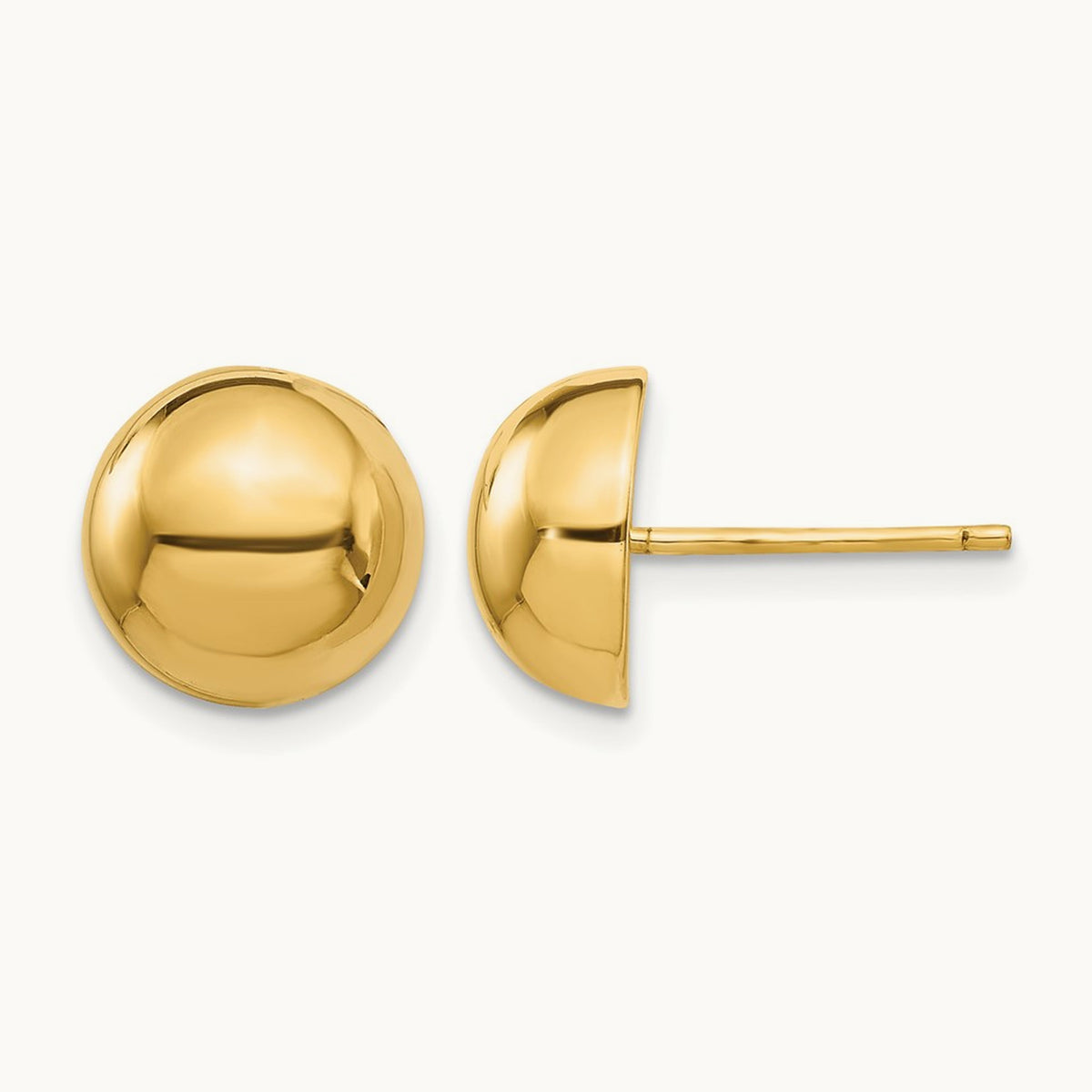 Polished Half Ball Post Earrings — 10mm