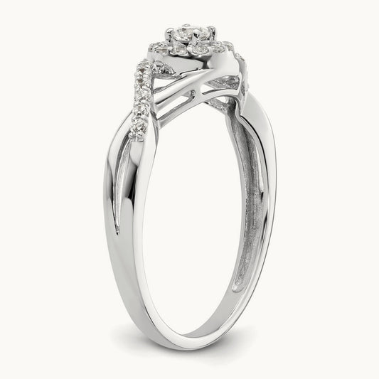 Round Semi-Mount Halo Engagement Ring, 0.20 ct tw