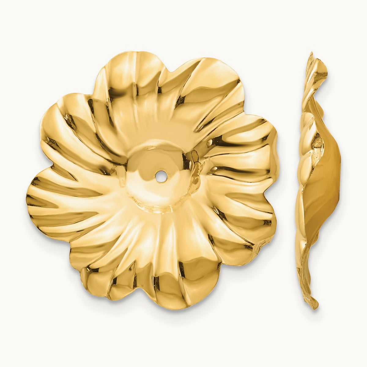 Polished Floral Earring Jackets, 14K