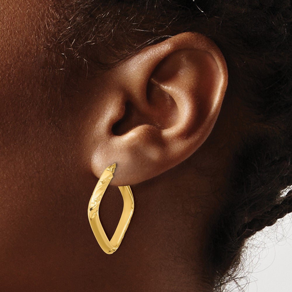 Polished and Diamond-cut Square Hoop Earrings — Leslie's — photo set