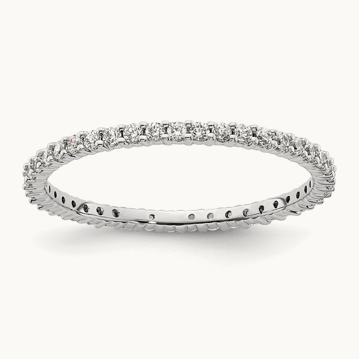 Polished Shared Prong Diamond Eternity Band — 14K White Gold, 0.5 ct, 9
