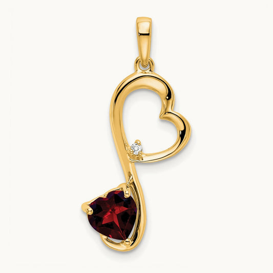 Garnet and Diamond Heart Pendant — photo set