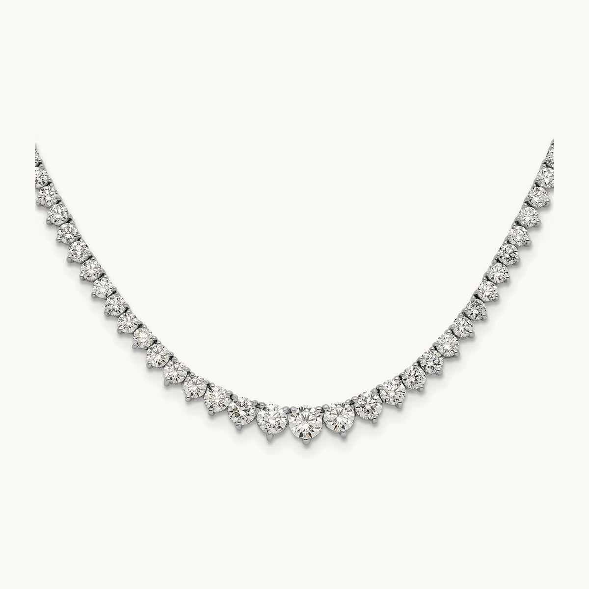 Graduated Tennis Necklace, 6.50 ct tw Lab-Grown Diamond — 14K White Gold