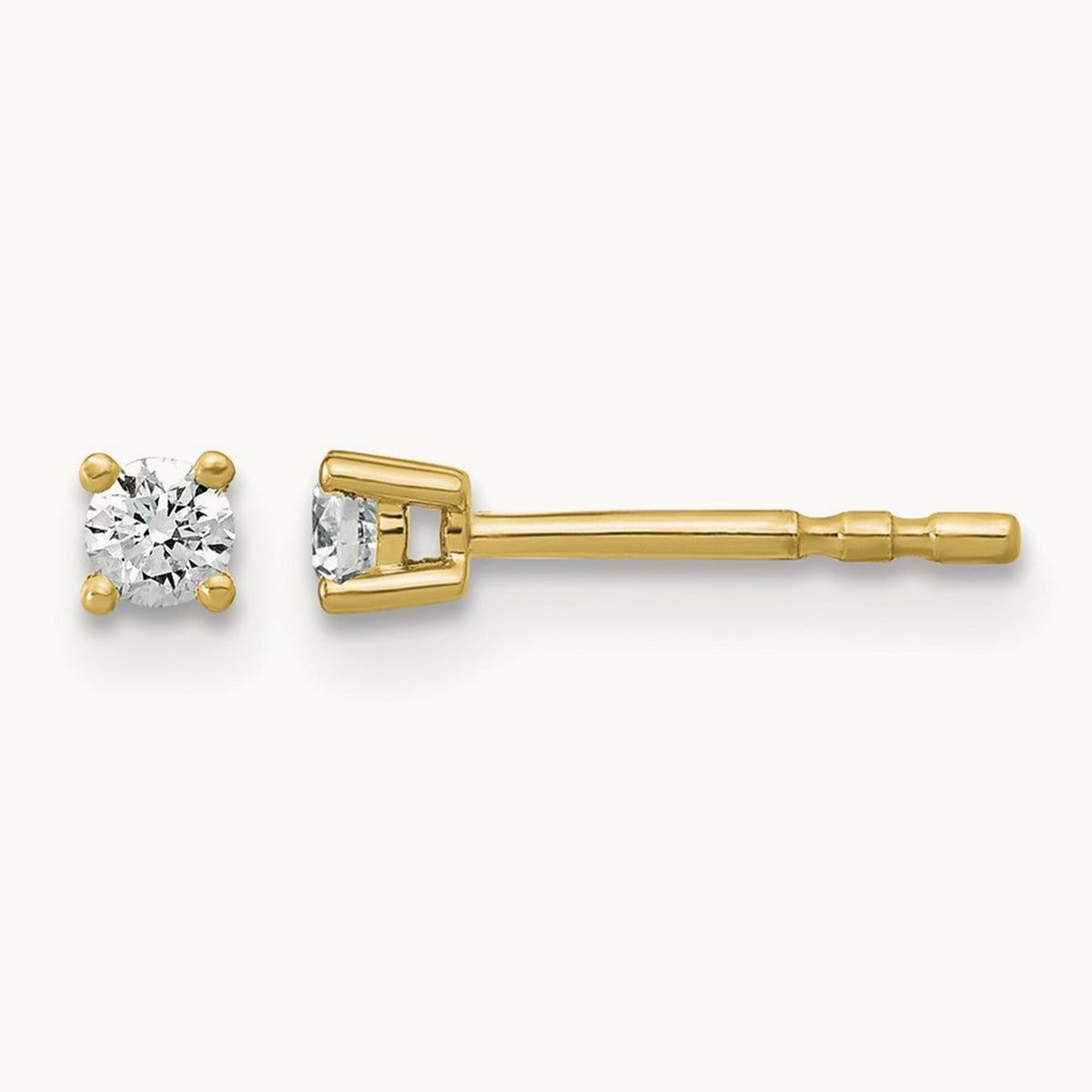 Round Heavyweight Stud Earrings, 0.10-7.00 ct tw Lab-Grown Diamond — 1/10 ct, VS (Best), push back, 18K Yellow Gold