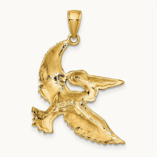 Flying Pelican Charm, 14K with White Rhodium