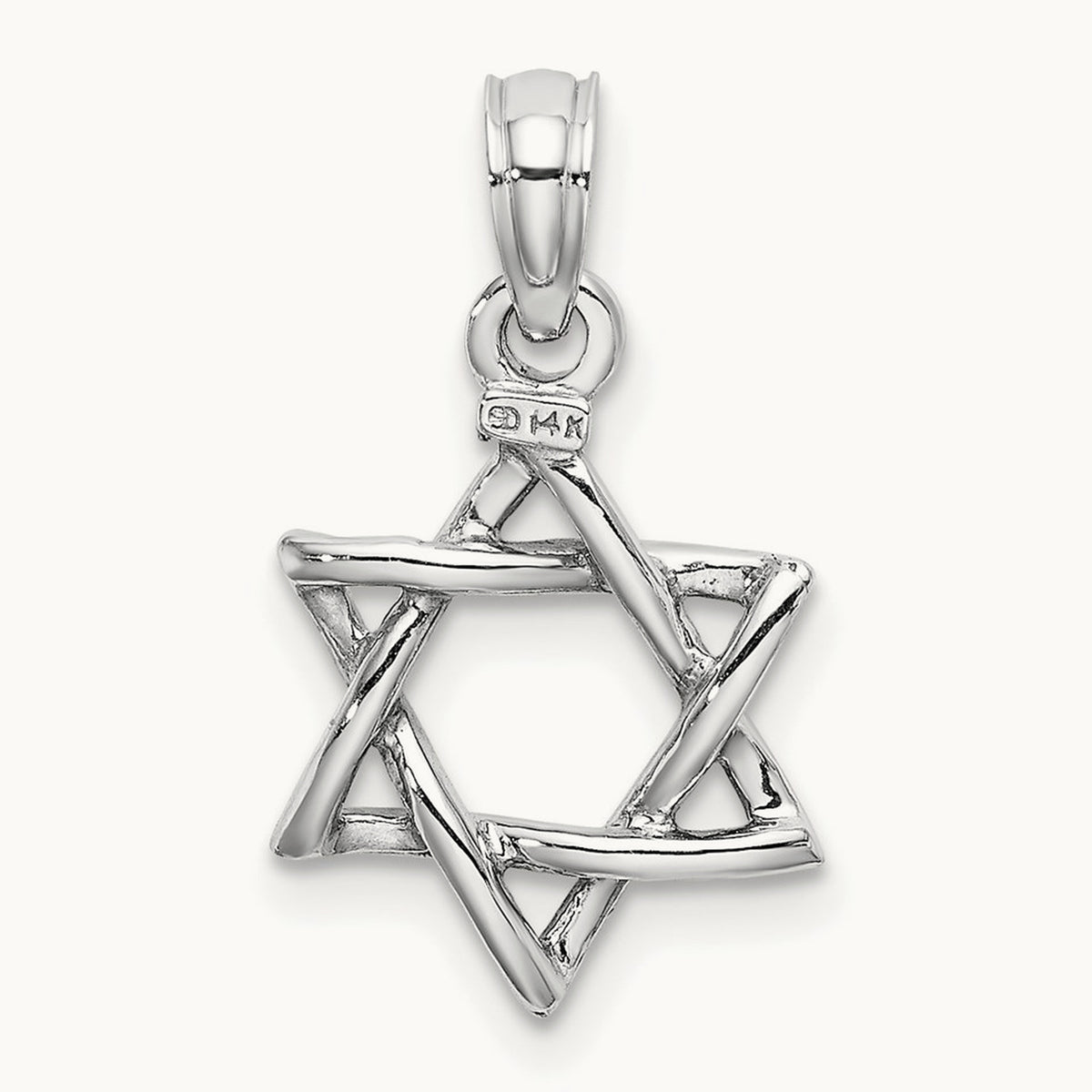 Polished Star Of David Charm — 14K White Gold, 18.4mm