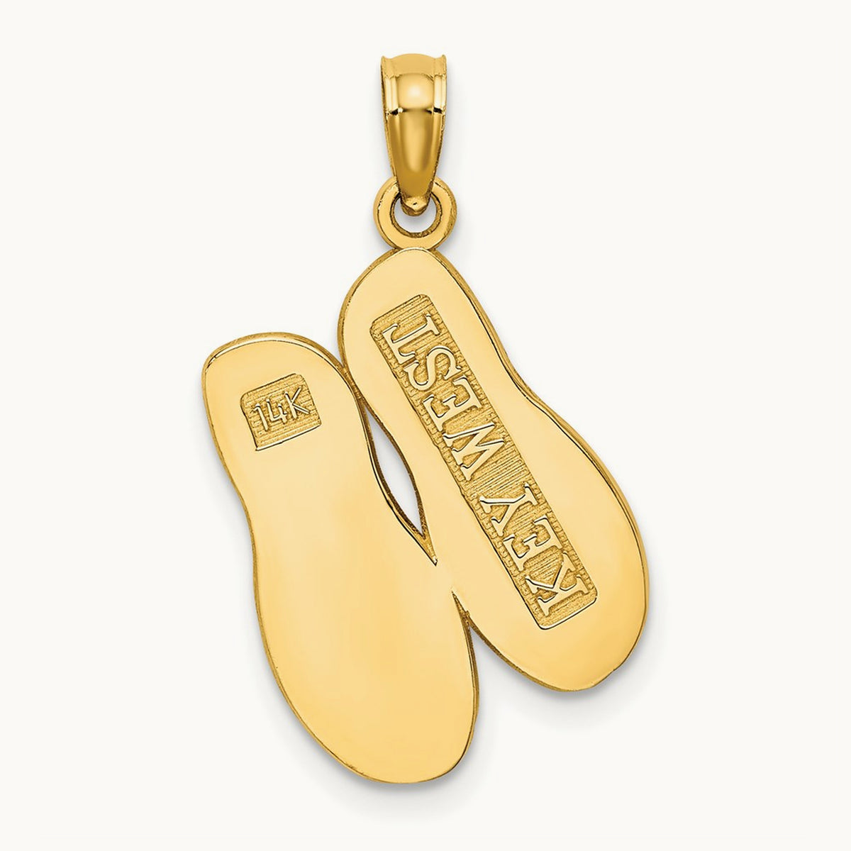 3D Large KEY WEST Double Flip Flop Charm, 14K