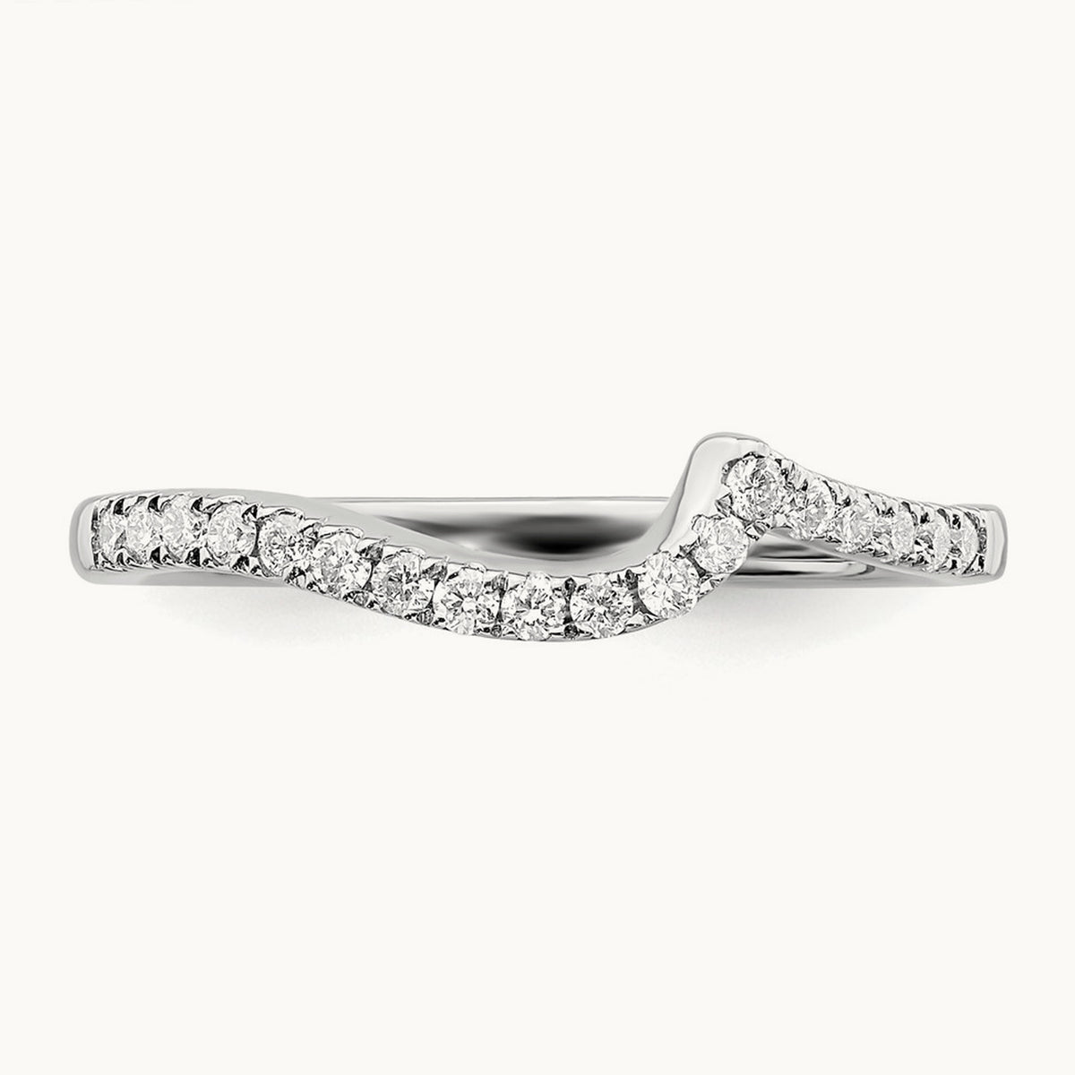 Diamond Contoured Wedding Band, 14K White Gold