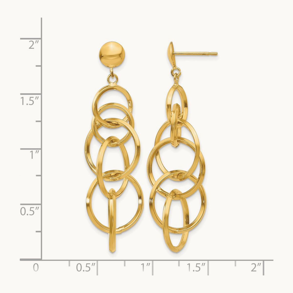 Circle Drop Post Earrings, 14K