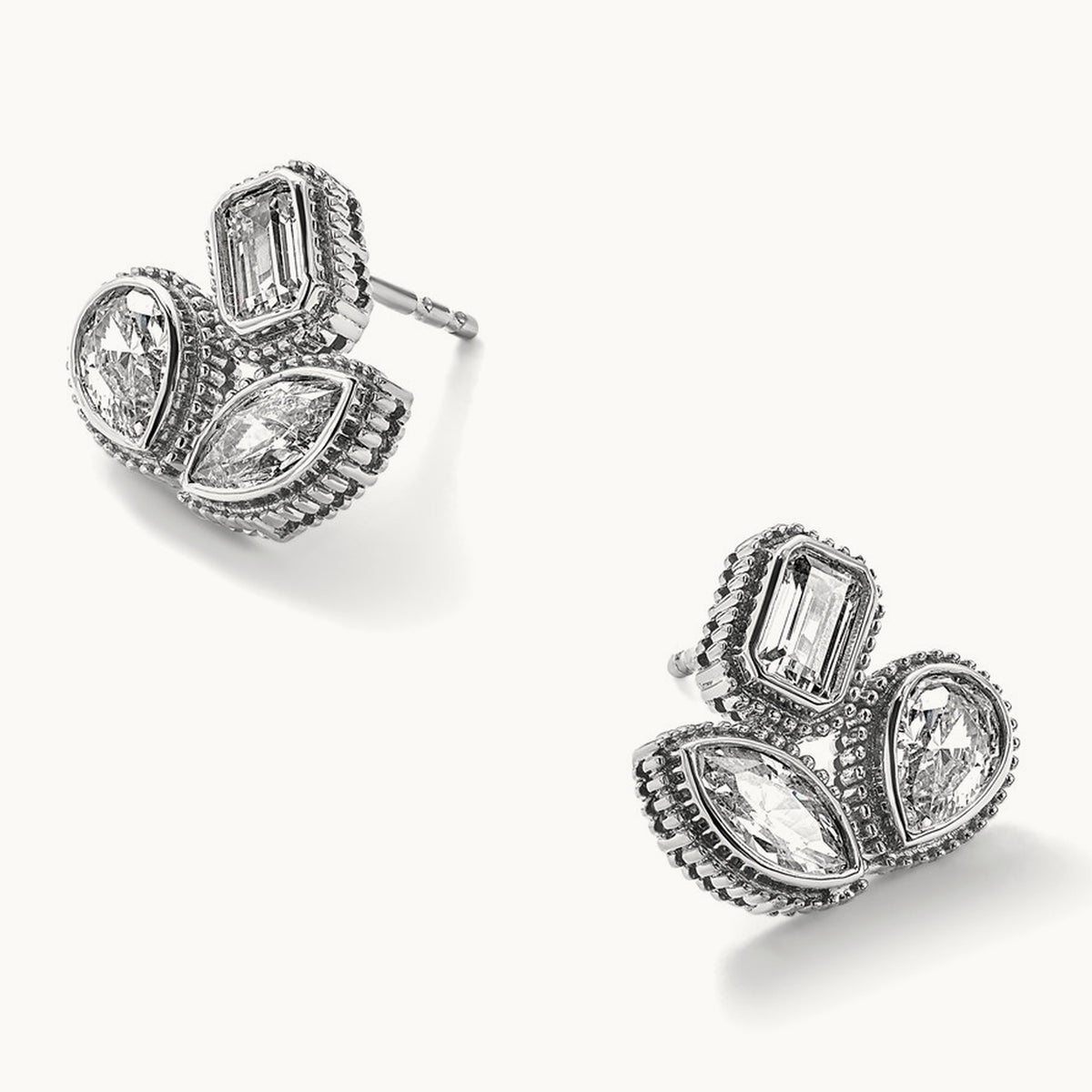 Emerald Pear & Marquise 3Stone Earrings, 2.00 ct tw Lab-Grown Diamond