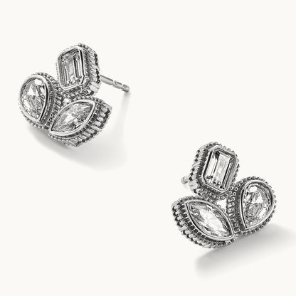Emerald Pear & Marquise 3Stone Earrings, 2.00 ct tw Lab-Grown Diamond