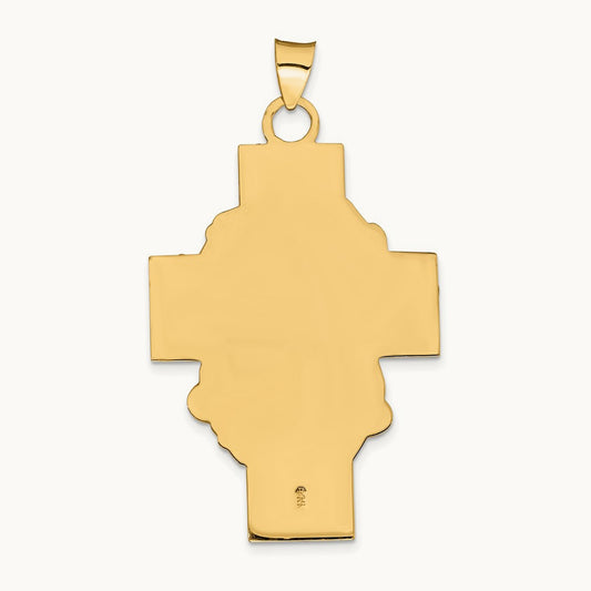 Hollow Polished/Satin Jesus Cross Medal, 14K