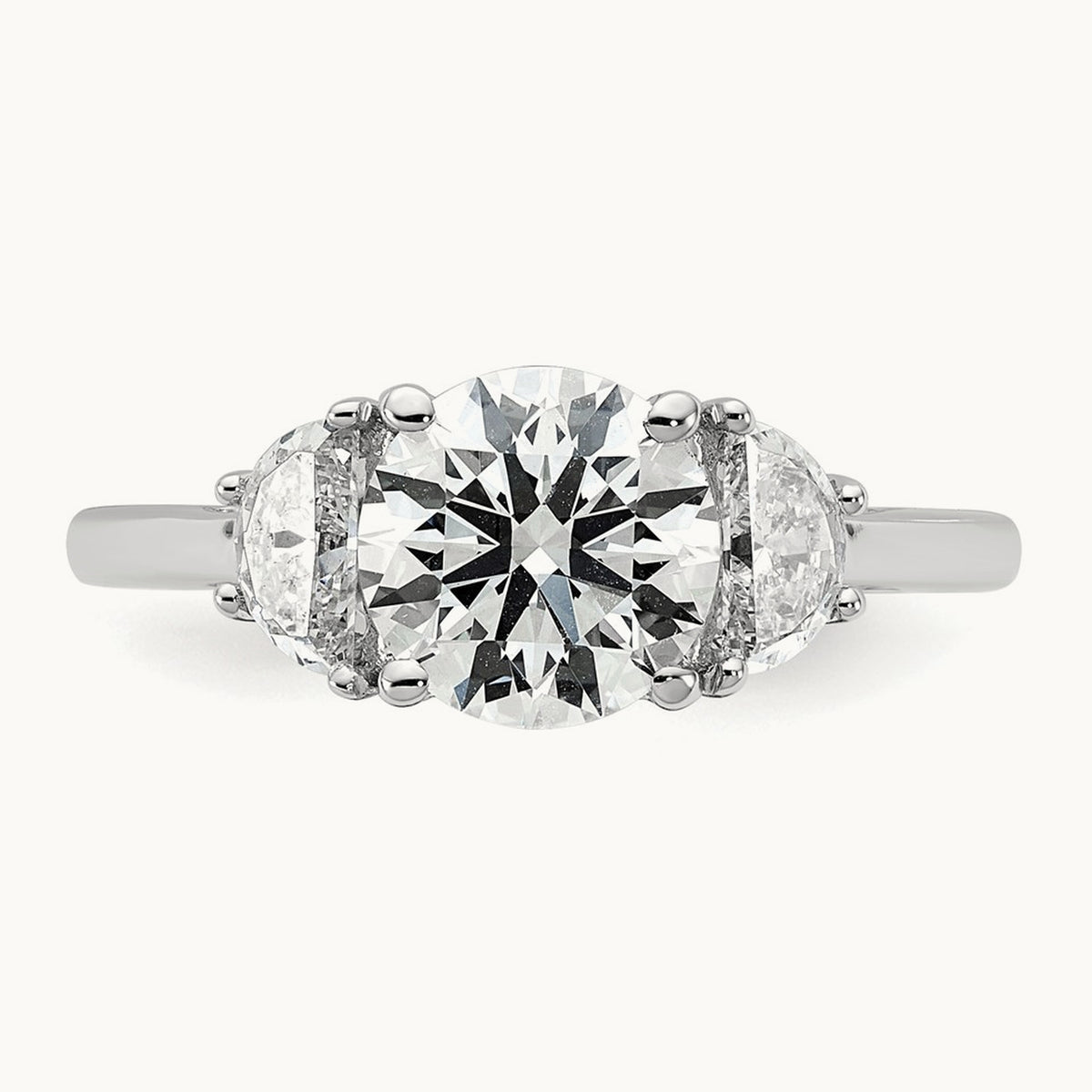 Round 3 Stone Engagement Ring, 1.25-4.00 ct tw Lab-Grown Diamond — 2 ct, 14K White Gold