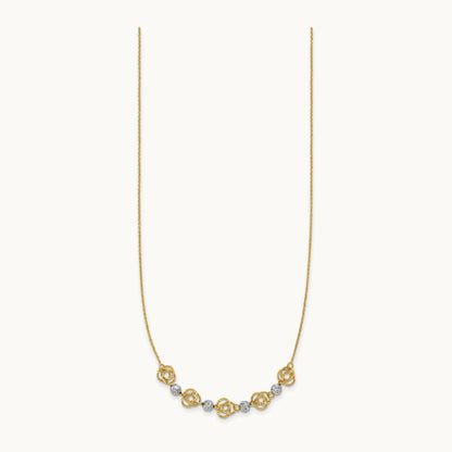 Diamond-cut Beads & Knots Necklace, 14K Two-tone
